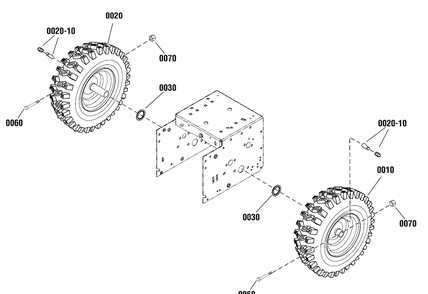 Wheels And Tires Group Diagram and Parts List for 1696226-00-CL61750R  Briggs and Stratton Snow Blower